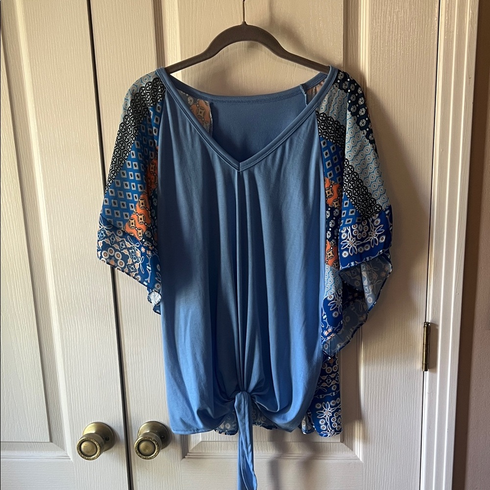 Blue Patterned Women's Top